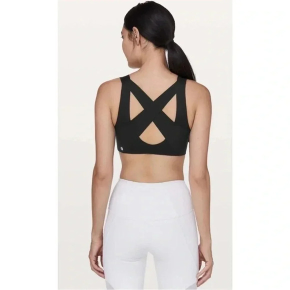 Lululemon Black Enlite Zip Front Athletic Sports Bra 36C - Picture 1 of 6